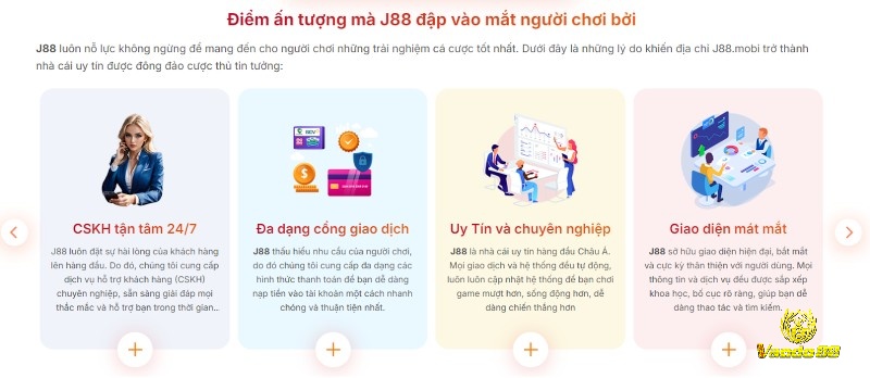 J88 là nhà cái uy tín có nhiều ưu điểm nổi trội