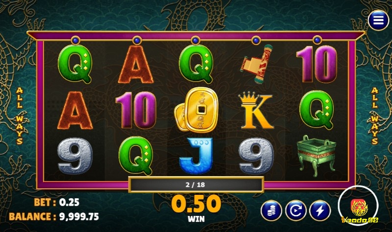 Game slot Fortune Dragon có cấu trúc 5 cuộn, 3 hàng lấy cảm hứng từ hình tượng rồng thiêng