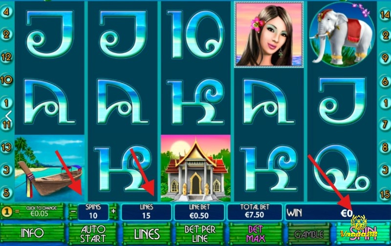 Để bắt đầu chơi game slot Thai Paradise, trước tiên bạn cần điều chỉnh mức cược