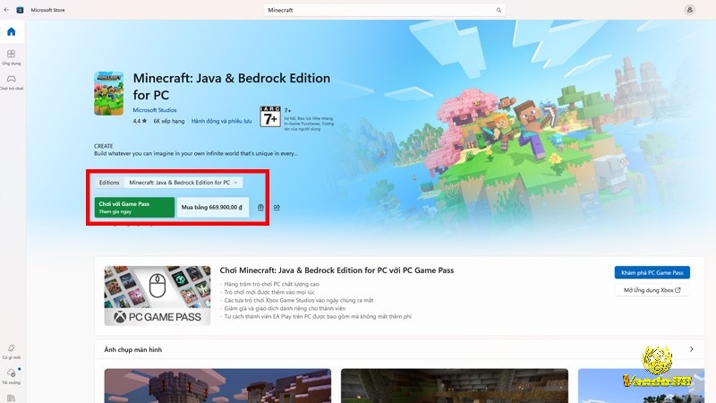 Tải game Minecraft từ trang web chính thức hoặc các cửa hàng game uy tín