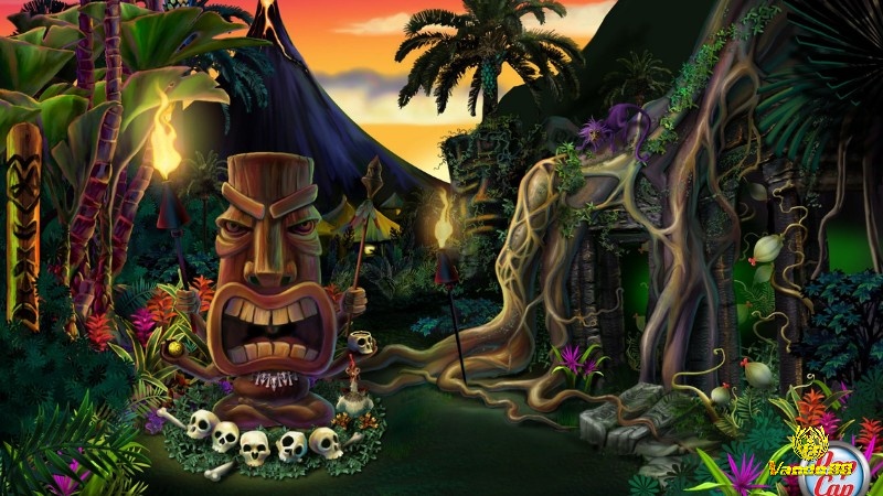 Bối cảnh ngôi đền bỏ hoang nằm sâu trong các khu rừng rậm đầy hiểm họa trong game Zuma Deluxe