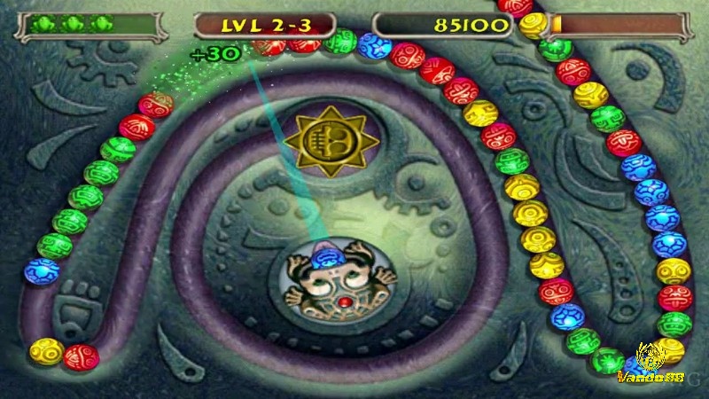 Trong Zuma Deluxe, khi bóng chạm tới vùng đầu lâu vàng, người chơi sẽ thua và game sẽ kết thúc